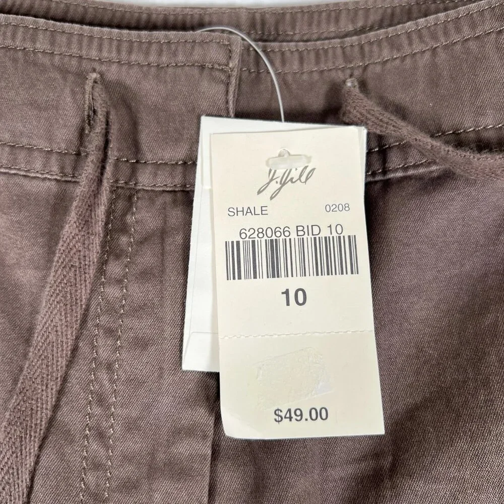 NEW J.Jill Womens Brown Drawstring Waist Wide Leg Cropped Utility Pants Size 10 - Picture 10 of 12